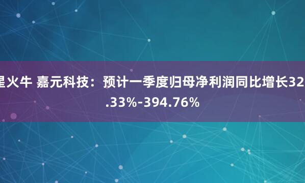 星火牛 嘉元科技：预计一季度归母净利润同比增长329.33%-394.76%